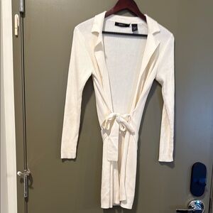 Express Ivory Ribbed Knit Cardigan